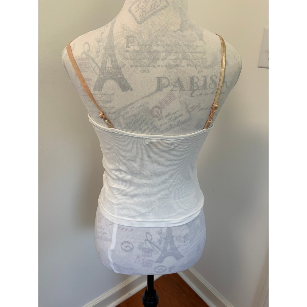 Von Dutch Camisole Women Small Y2K McBling Ribbed Lace Trim Metallic Straps Tank - Picture 3 of 7